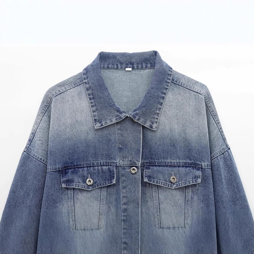 Avauntgardo - Gewassen denim jasje met kraag en knoopjes