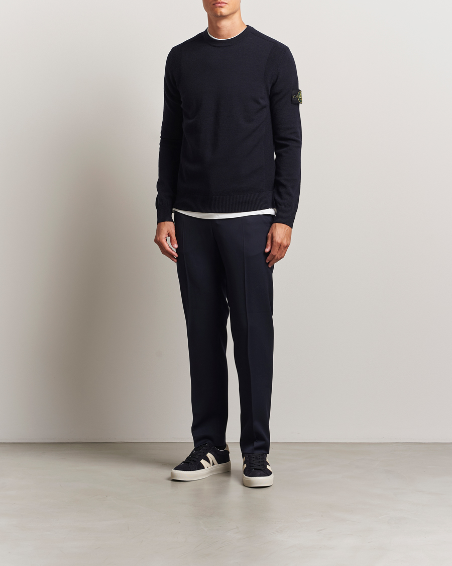 Stone Island Stretch Wool Knitted Jumper Navy