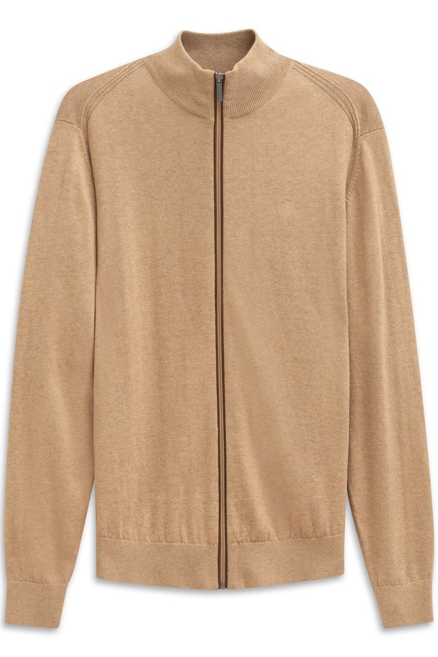 bugatti Strickjacke »Regular Fit«, mit Reissverschluss und Stehkragen