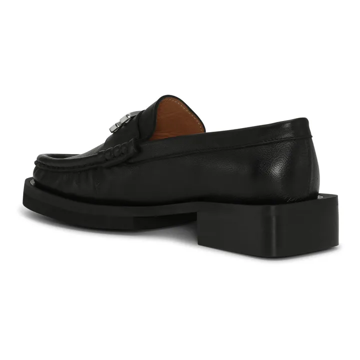 Ganni Mocassins Rhinestone Logo Cuir | Noir