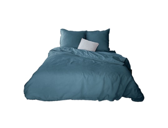 COTE DECO - Ensemble couette + 2 oreillers Parure de lit - coton et lin - 220 x 240 cm - marine