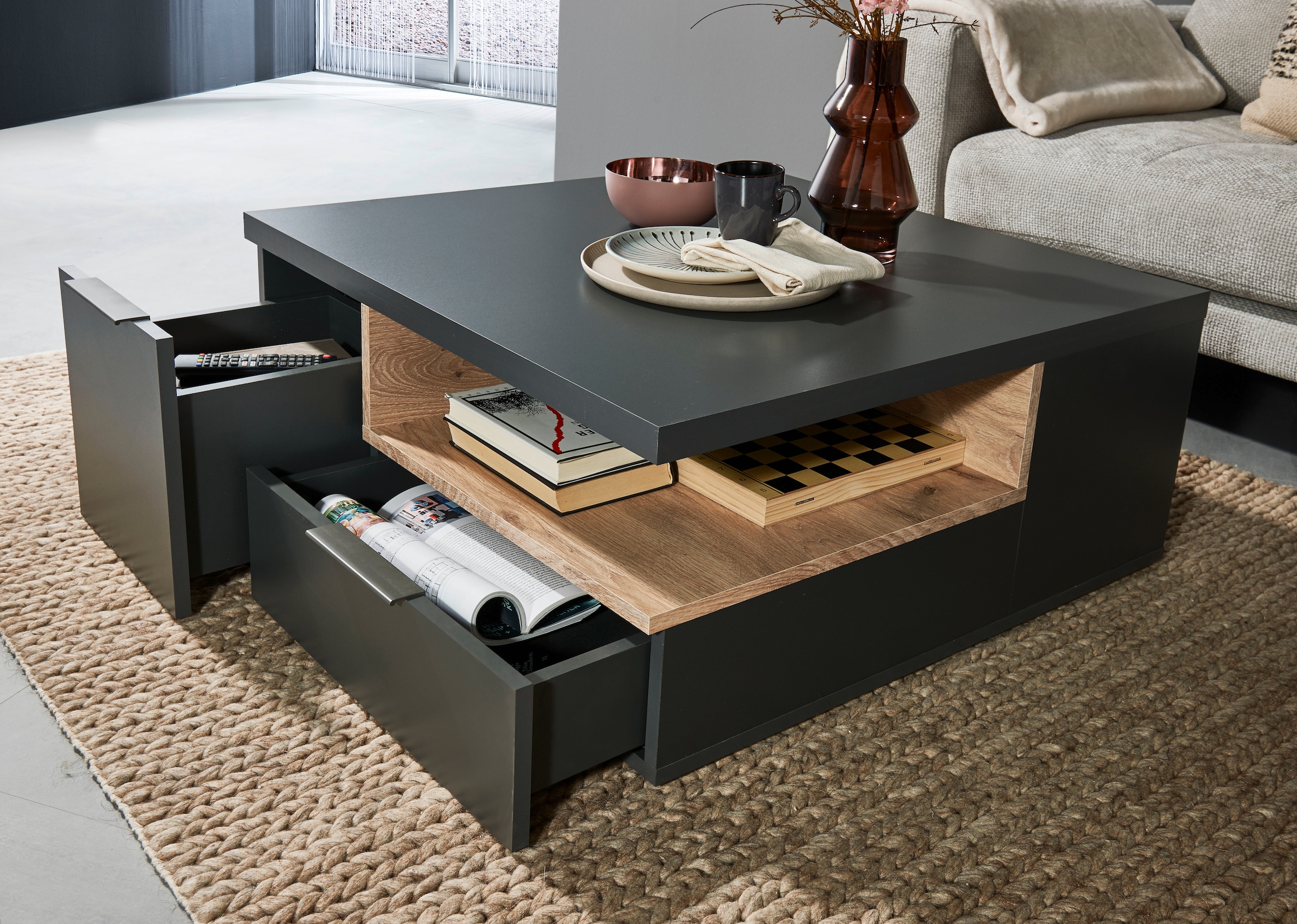 Stolkom Couchtisch »TOPSELLER!« OTTOs Choice,  80x80 cm, Wohnzimmertisch mit Schubkästen, melaminbeschichtet
