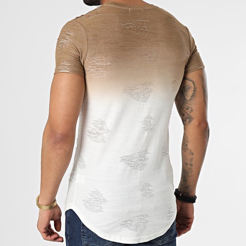 Tee Shirt Oversize Dégradé T2072 Marron Blanc