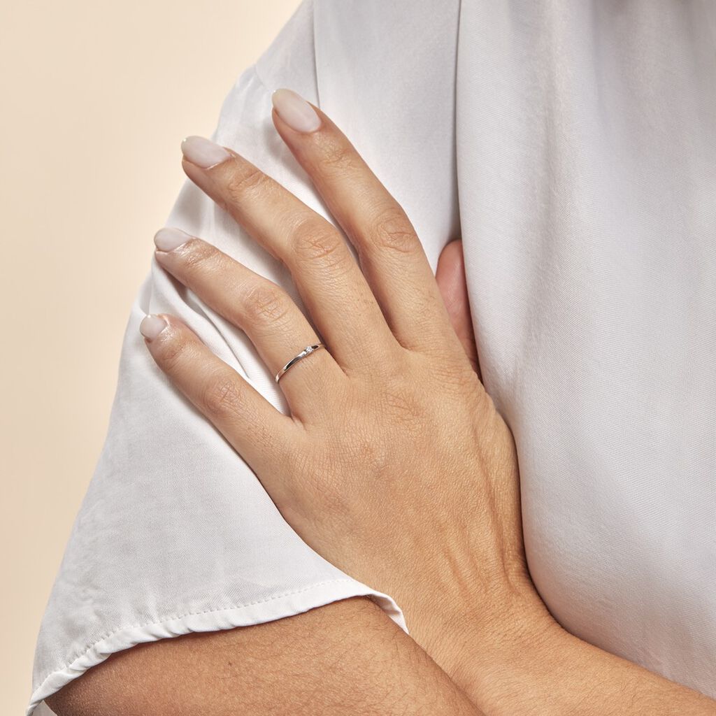 Bague Solitaire Superposition Or Blanc Diamant