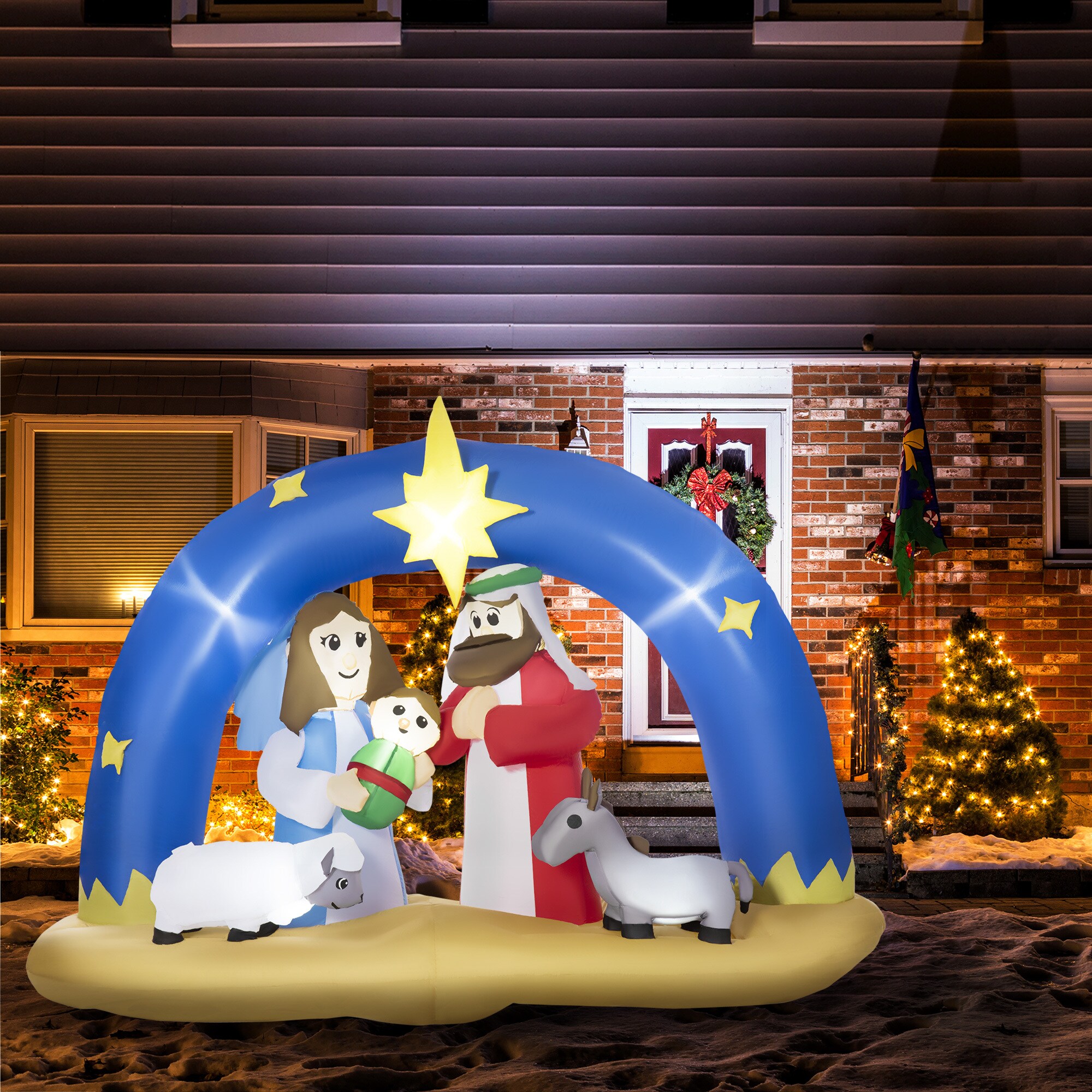 Outsunny Aufblasbare Weihnachtsdekoration mit LED-Beleuchtung bunt 206L x 95B x 157H cm