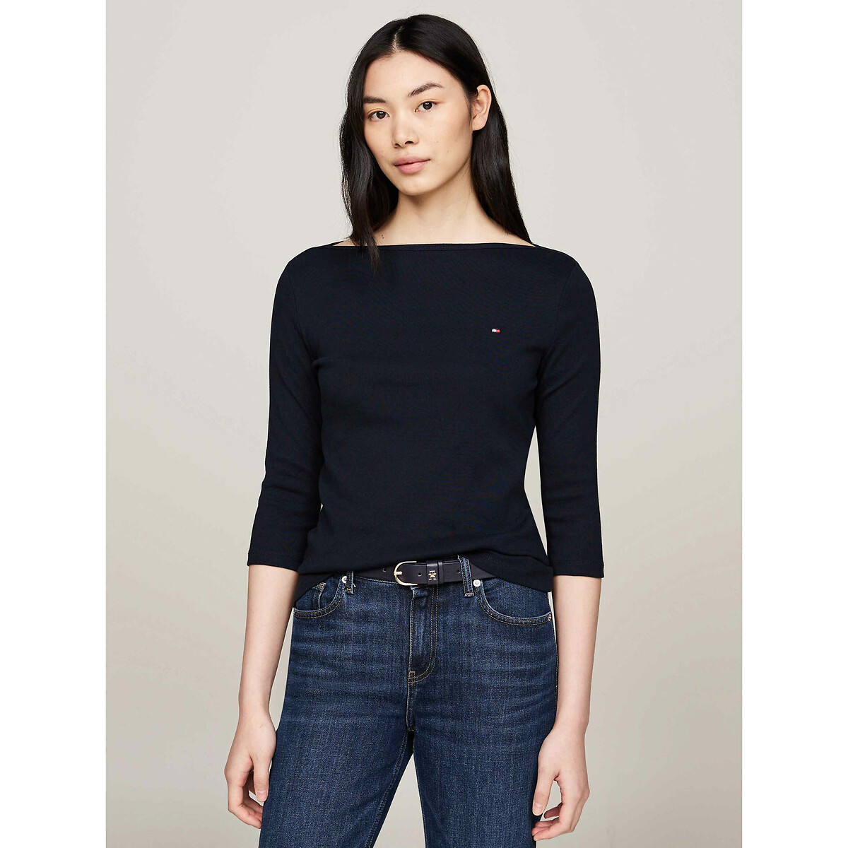 Camiseta TOMMY HILFIGER com decote canoa e mangas 3/4