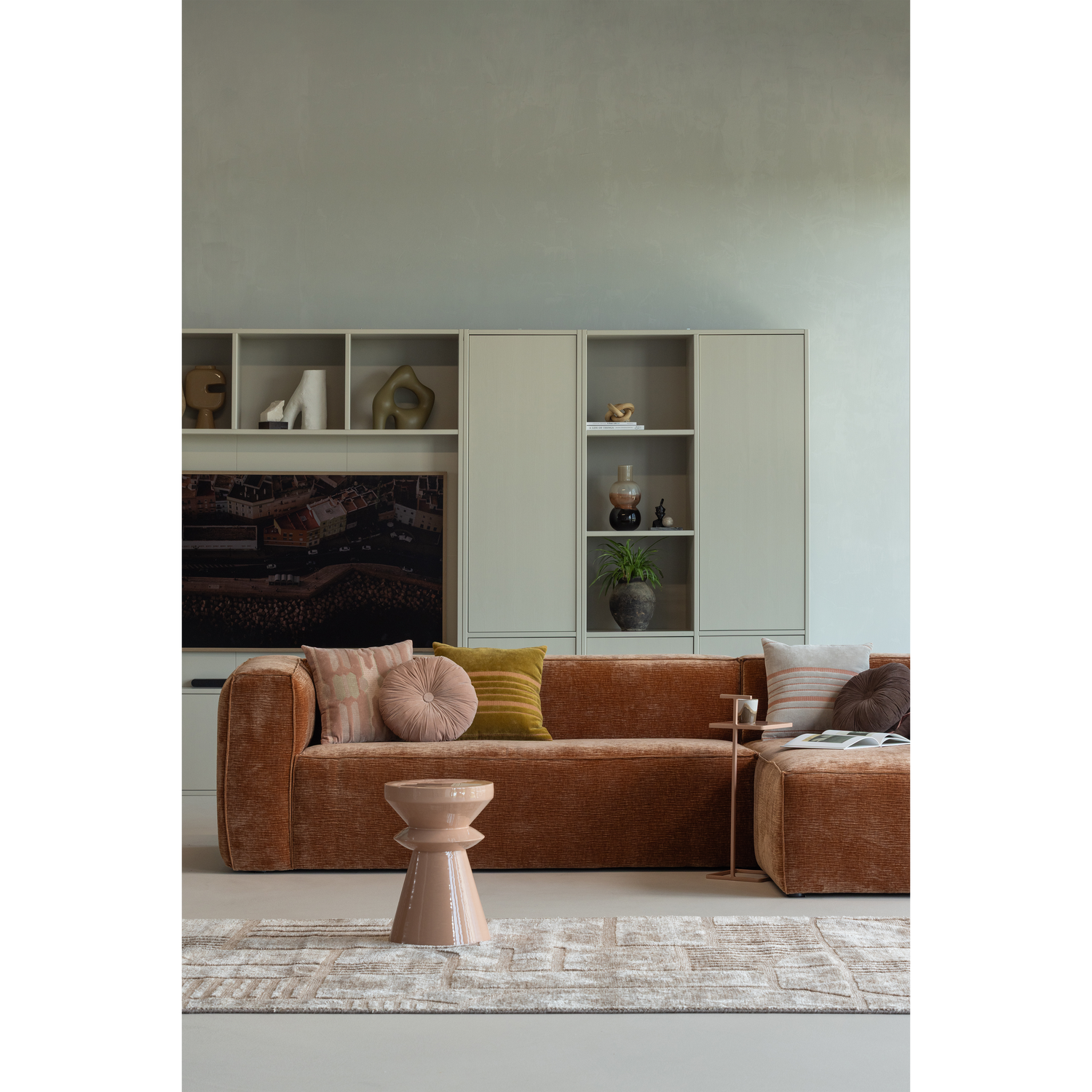 WOOOD Meggy Smalle Opbergkast - Grenen hout - Dust |Grijs - 215x55x40