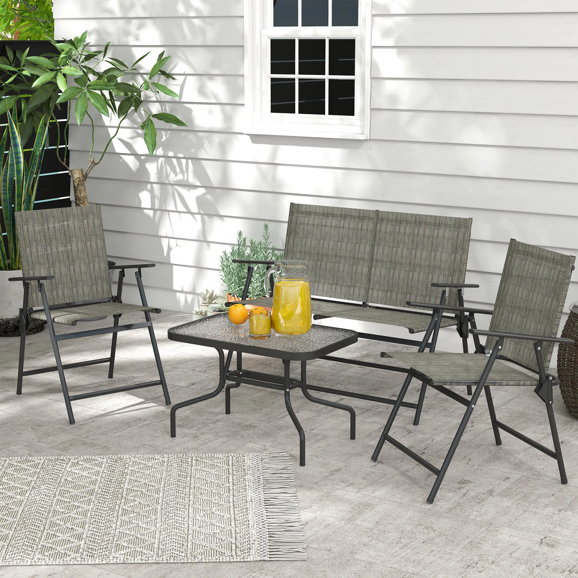 Outsunny Gartenmöbel-Set für 4 Personen braun 108L x 62B x 85H cm