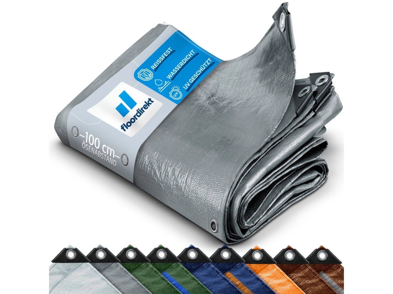 Waterdicht zeildoek met ogen, beschermhoes, 80 g/m², 1,5 x 6 m, zilver