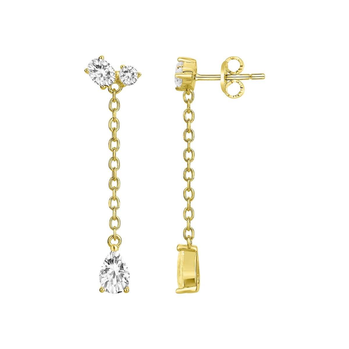 Boucles d'oreilles pendantes en Plaqué Or avec oxyde de zirconium blanc