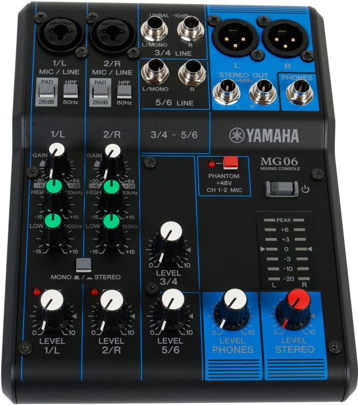 Yamaha MG06 - Mengpaneel, 6-kanaals