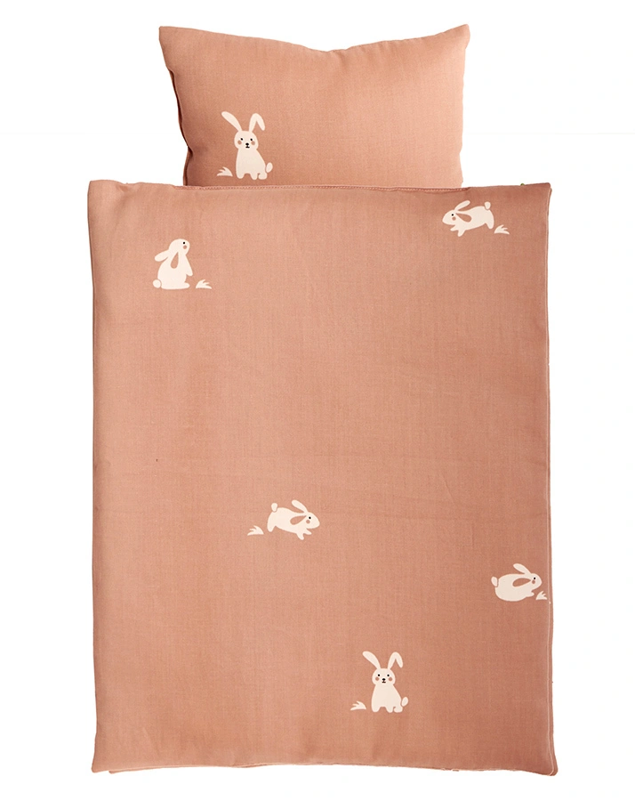Puppen-Bettwäsche RABBIT 2-teilig in altrosa