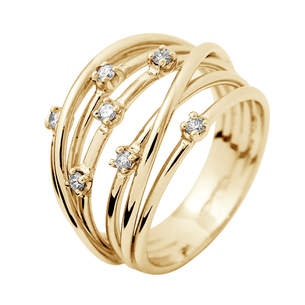 Bague Satelis Diamants 0,140 Cts Or Jaune