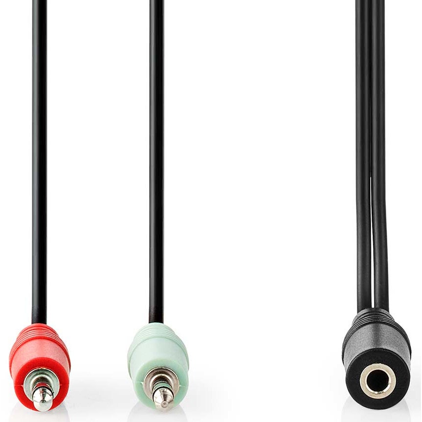 Nedis CAGB22160BK02 stereo audiokabel 3.5mm female - 2x 3.5mm male 0.12m