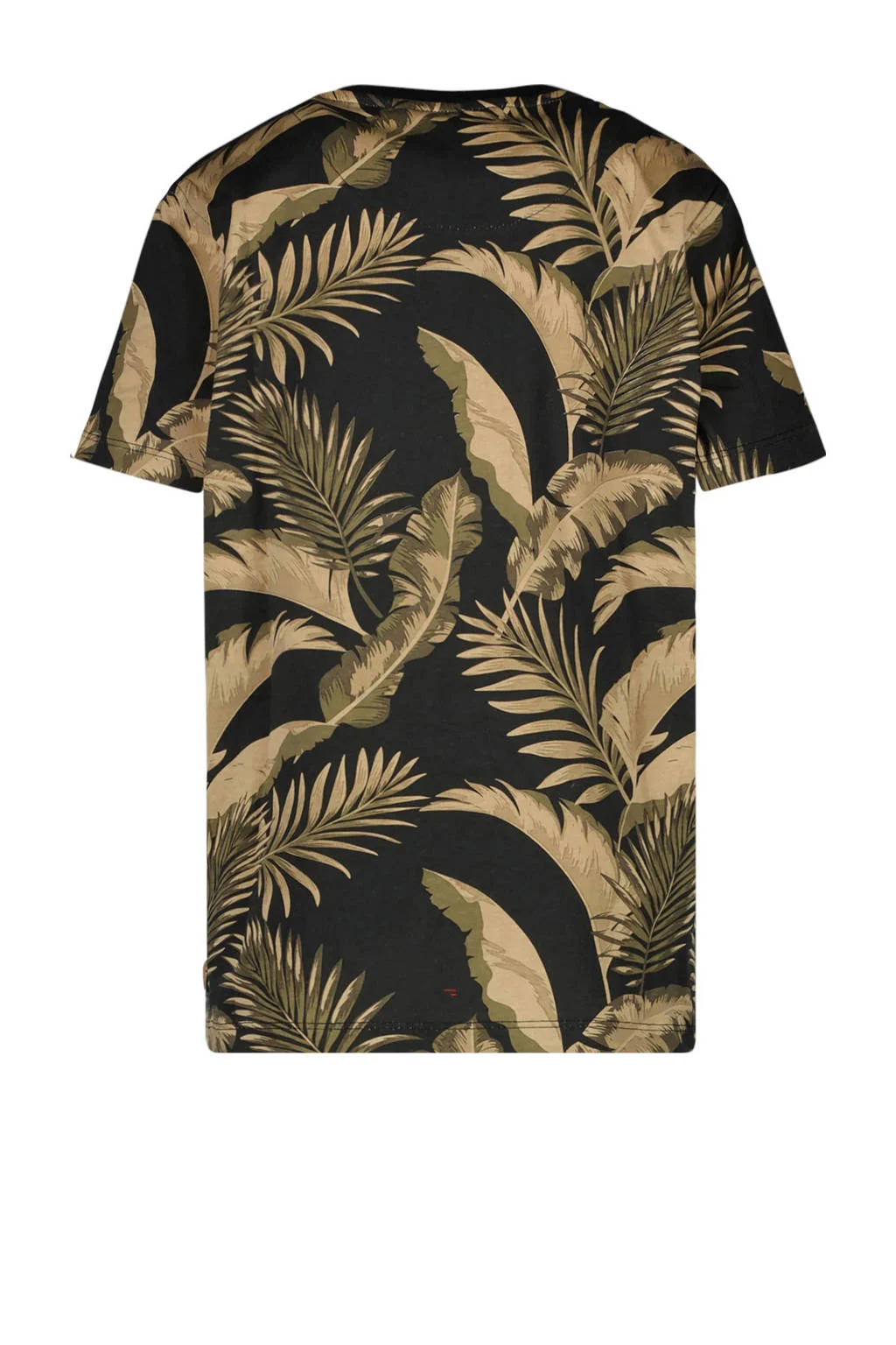 Cars T-shirt OPINO met bladprint zwart/mosgroen