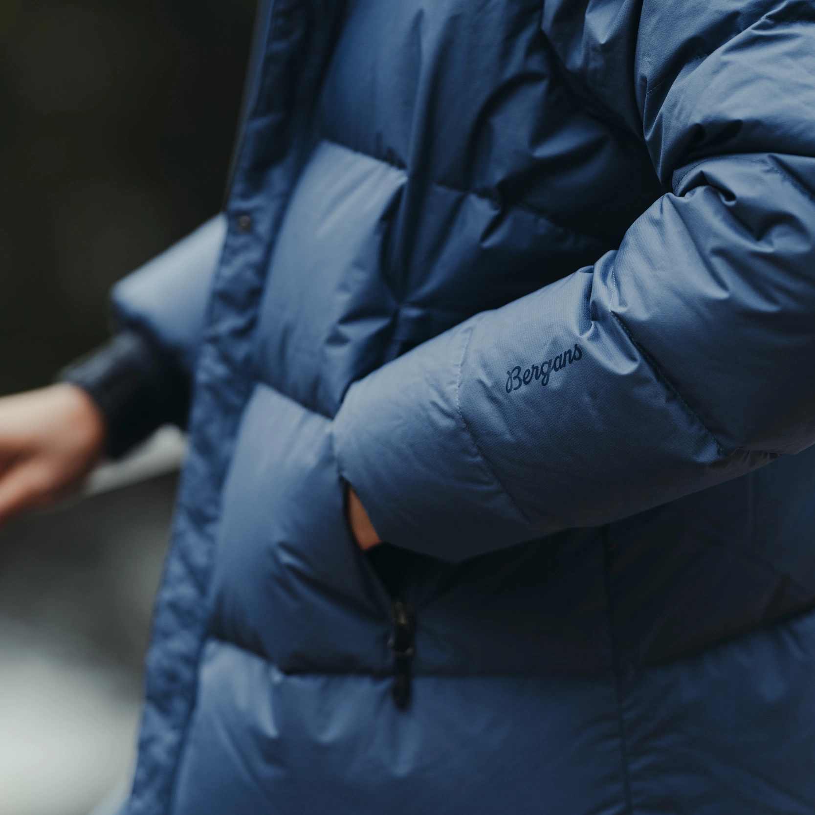Urban Down Long Coat Women Granite Blue