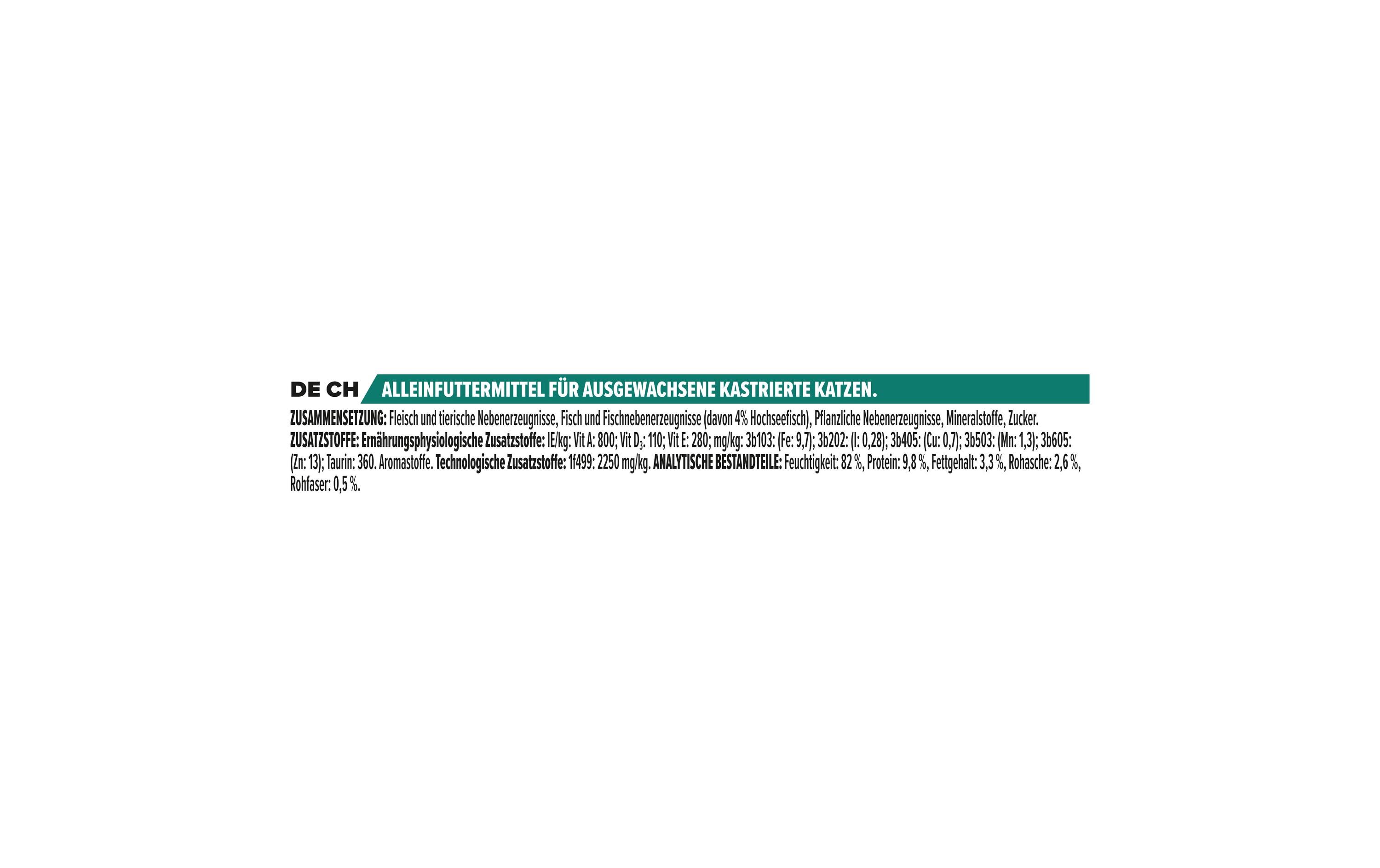 Nassfutter Adult Sterilized Gelée Hochseefisch 10 x 85 gAlleinfuttermittel für ausgewachsene kastrierte Katzen