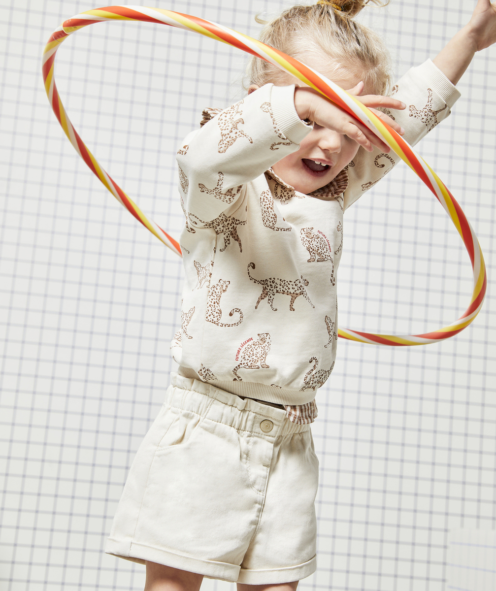 SHORT BÉBÉ FILLE EN FIBRES RECYCLÉES ÉCRU