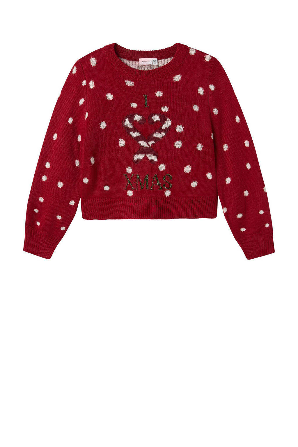 NAME IT kersttrui rood gebreid
