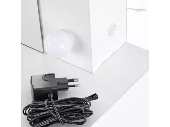 Coiffeuse blanche avec tiroirs et éclairage led STARS