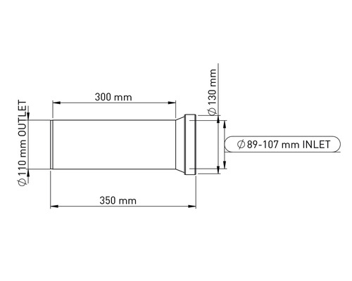 Wandcloset aansluitset Ø 110 x 350 mm