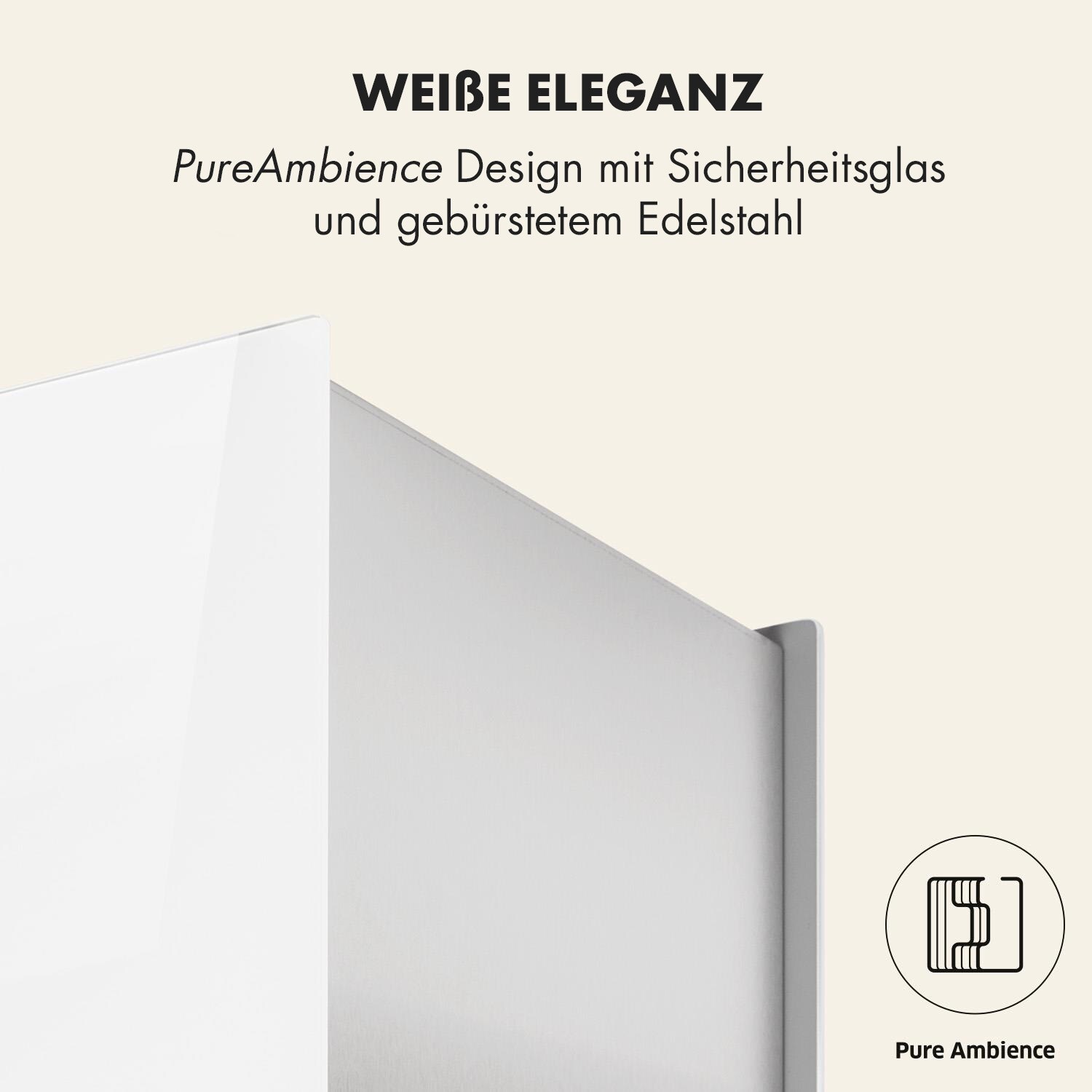 Kronleuchter L Inselabzugshaube 60cm Abluft: 590m³/h LED Touch Glas weiß Weiß