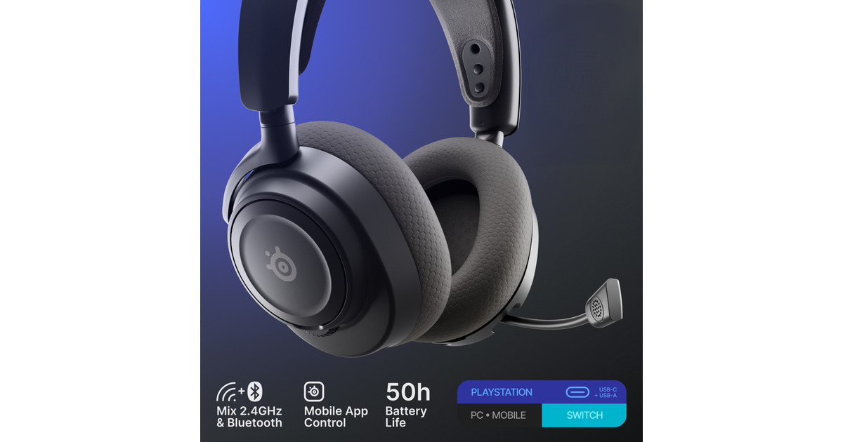 SteelSeriesArctis Nova 7 Wireless Gen 2 over-ear gaming headset  (Zwart, Pc, 2.4 GHz / Bluetooth)