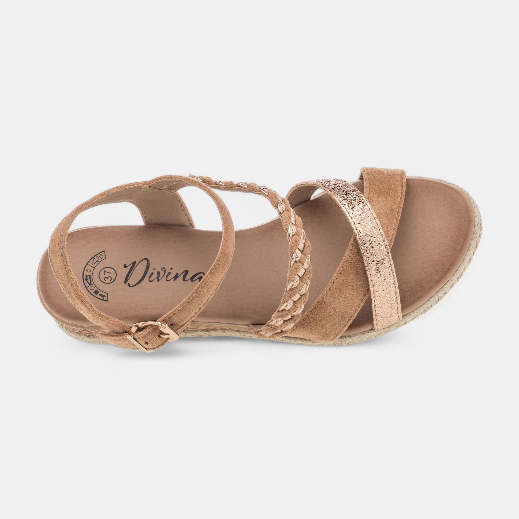 Sandales à talon compensé Femme camel
