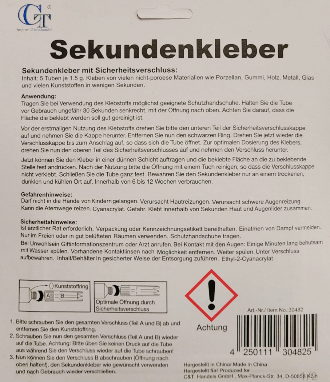Sekundenkleber mit Sicherheitsverschluss 5x1,5g 7,5g