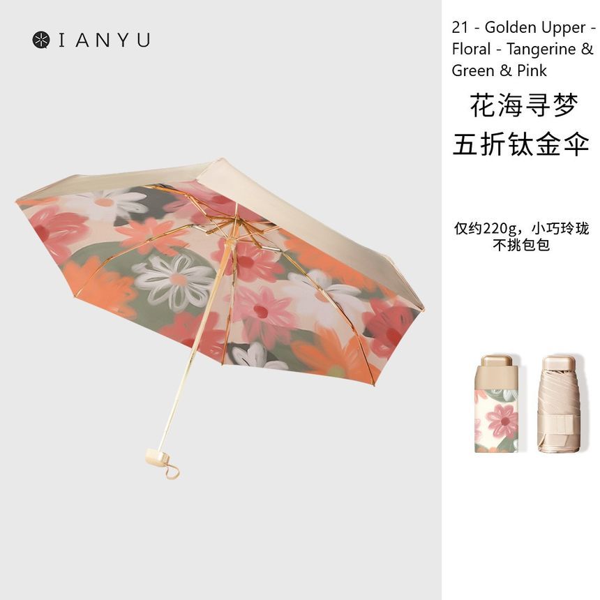 Fenmo - Bloemen / Effen Mini Compacte Paraplu