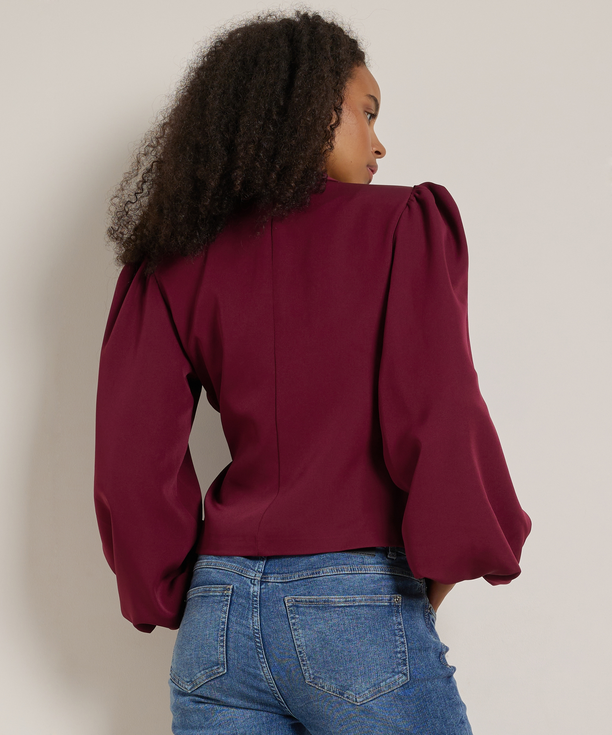 overslag blazer met pofmouw