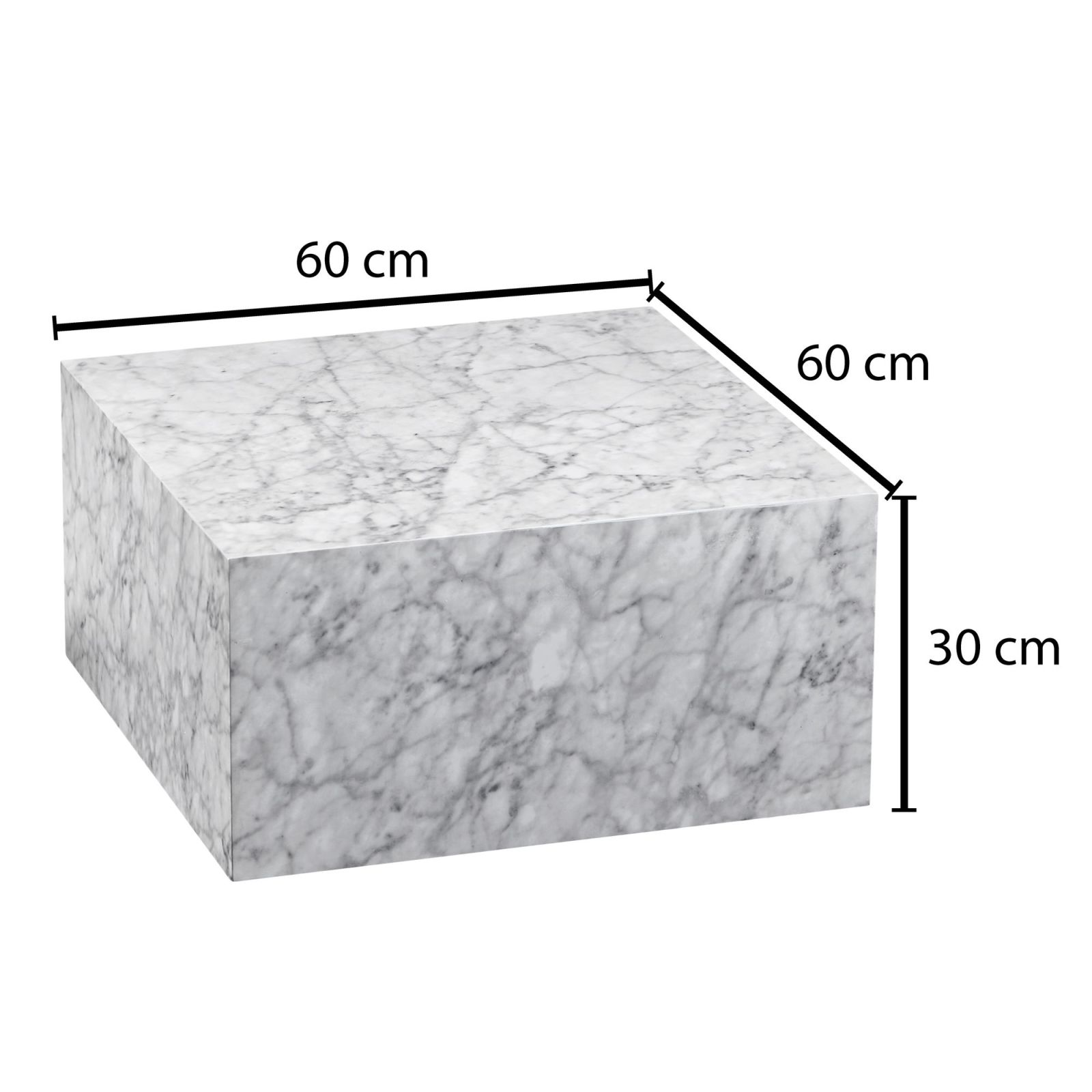 Couchtisch - weiß - Marmoroptik -60 cm