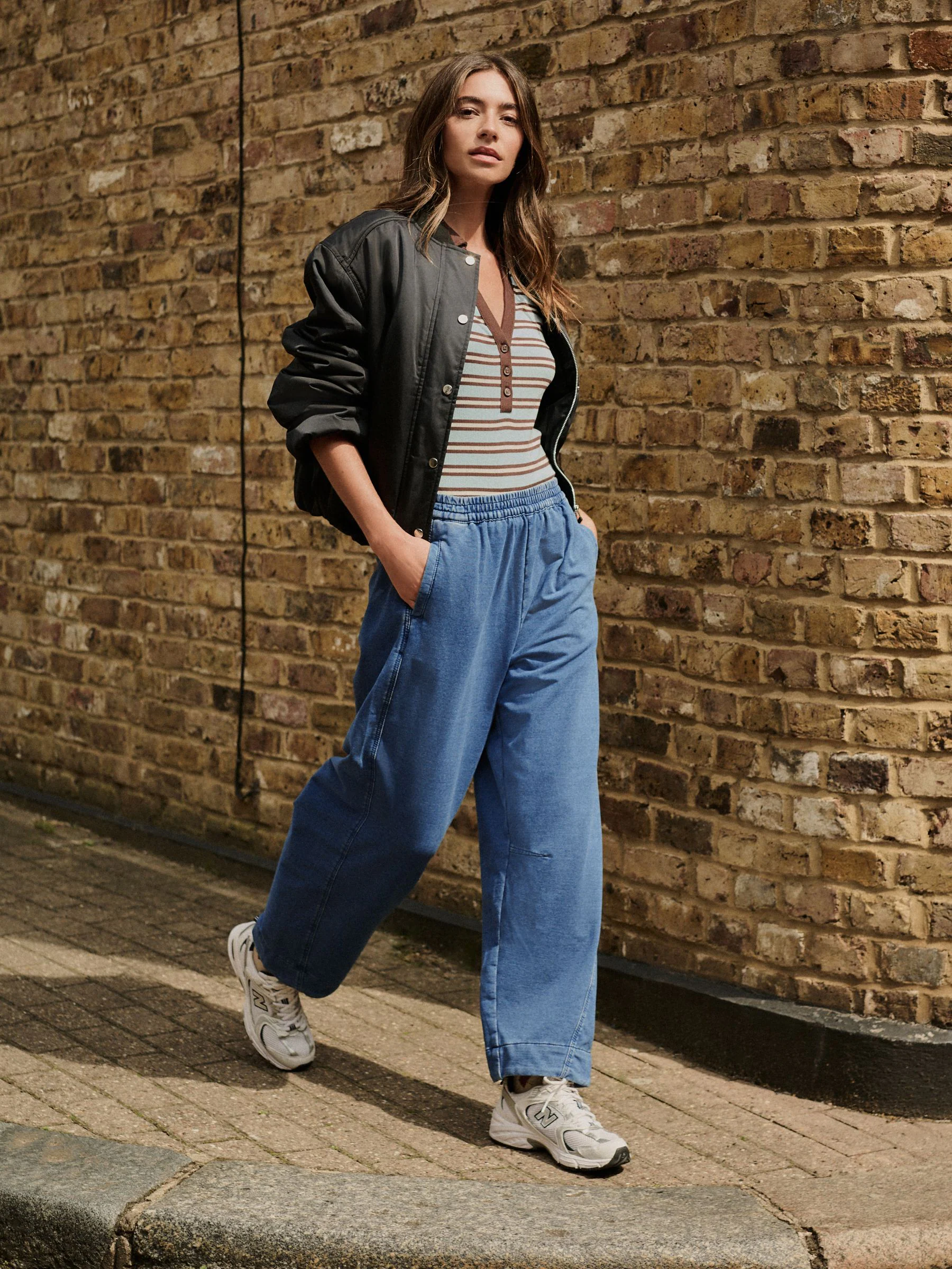 Normaal blauw - Denim Jersey Broeken met Barrel jeans