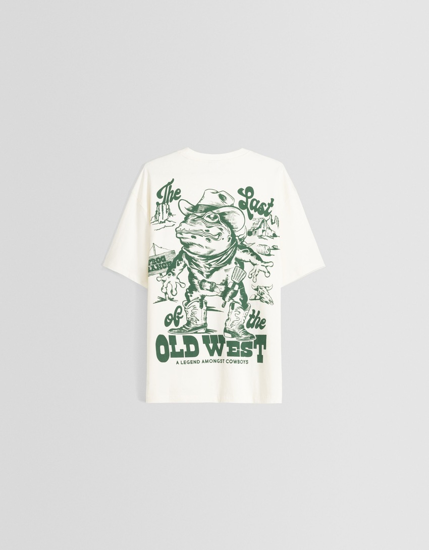 Camiseta de manga curta com estampa e modelagem quadrada