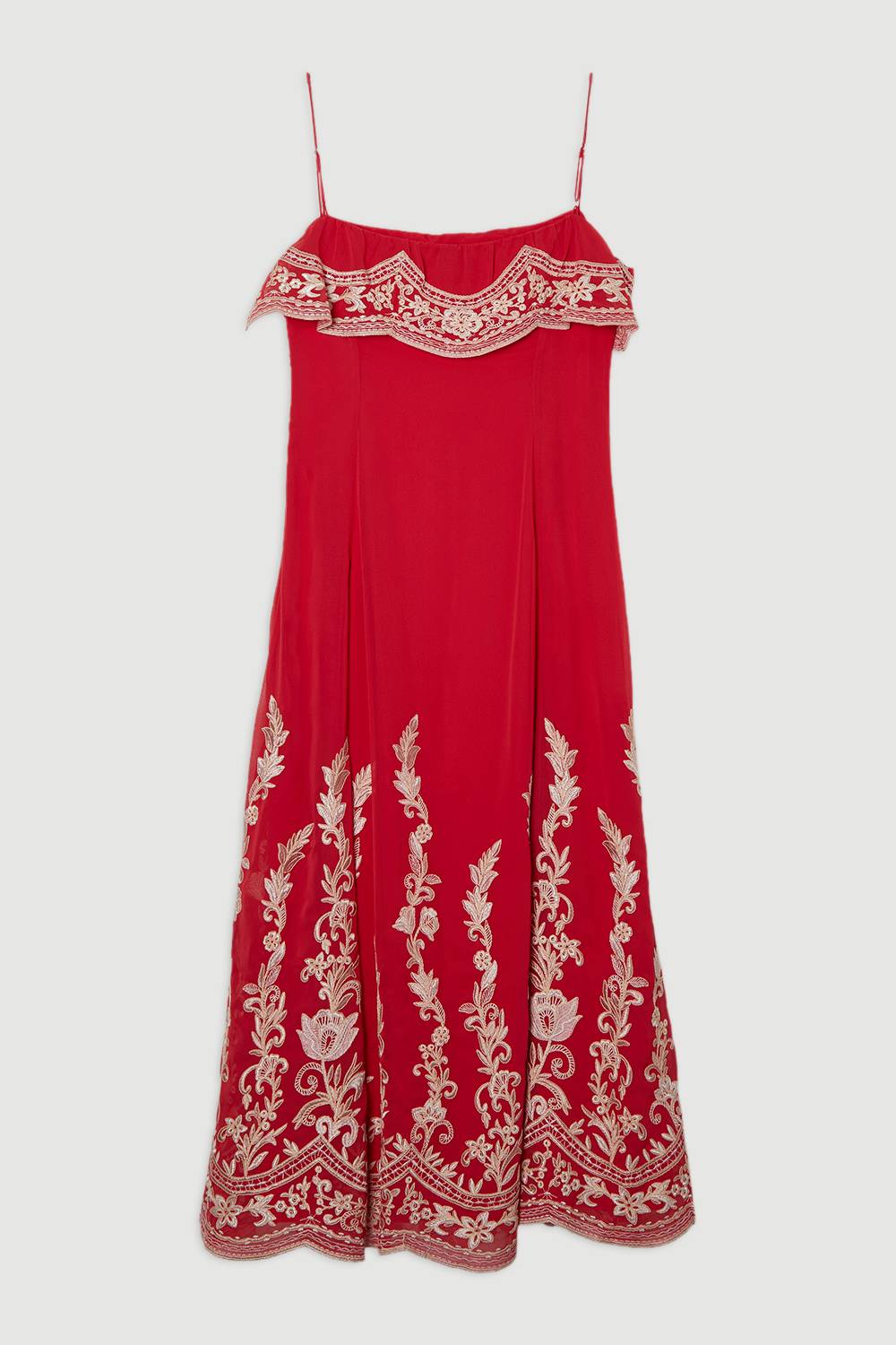 KarenMillen Robe midi longue à appliques brodées et fines bretelles