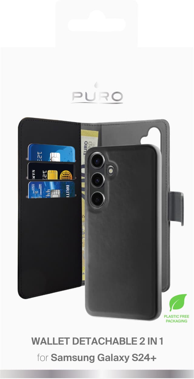 Puro 2i1 Samsung Galaxy S24 Plus pungetui (sort)