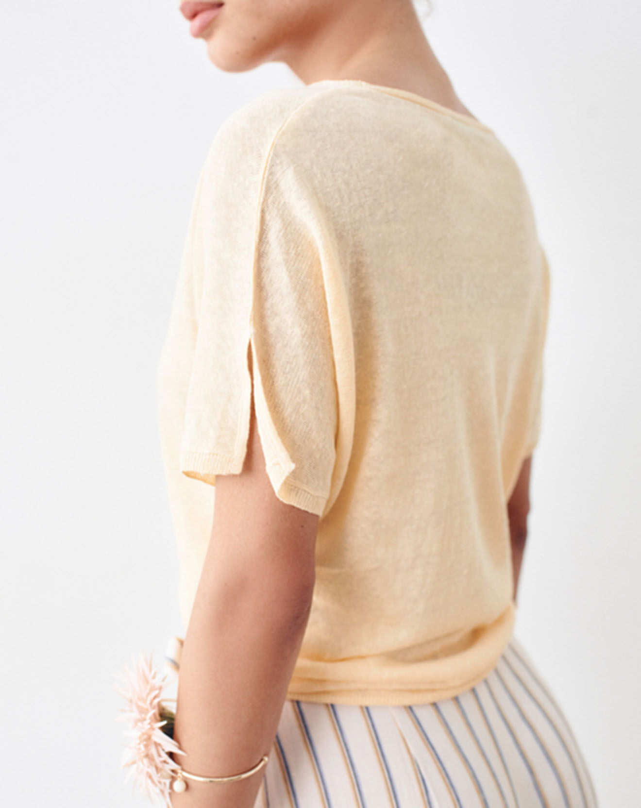 Caroll Pull 100% Lin Milane jaune clair