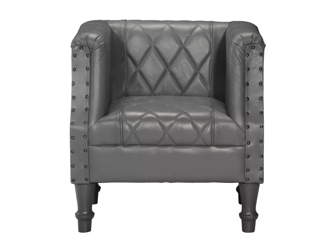 Chaise cabriolet Gris Cuir véritable de chèvre