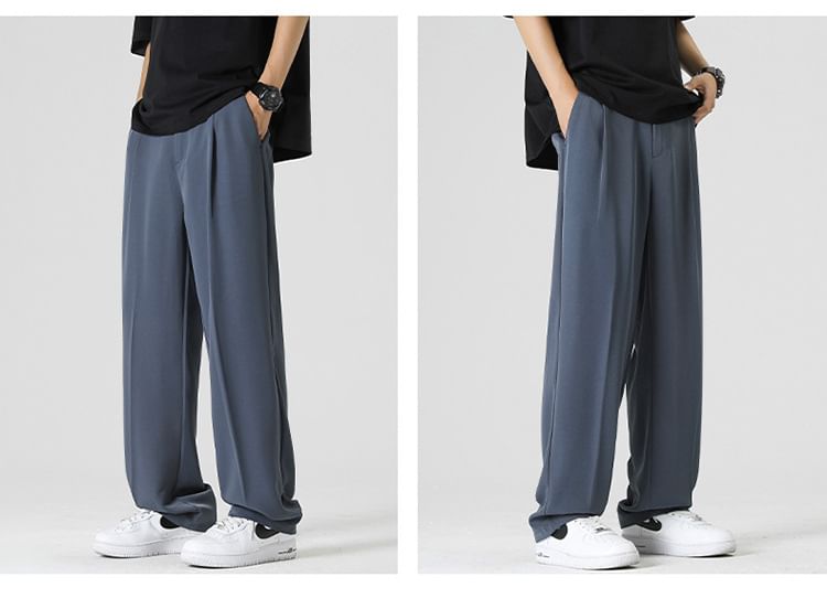 Ninine - Mid Rise Plain Loose Fit Dress Pants
