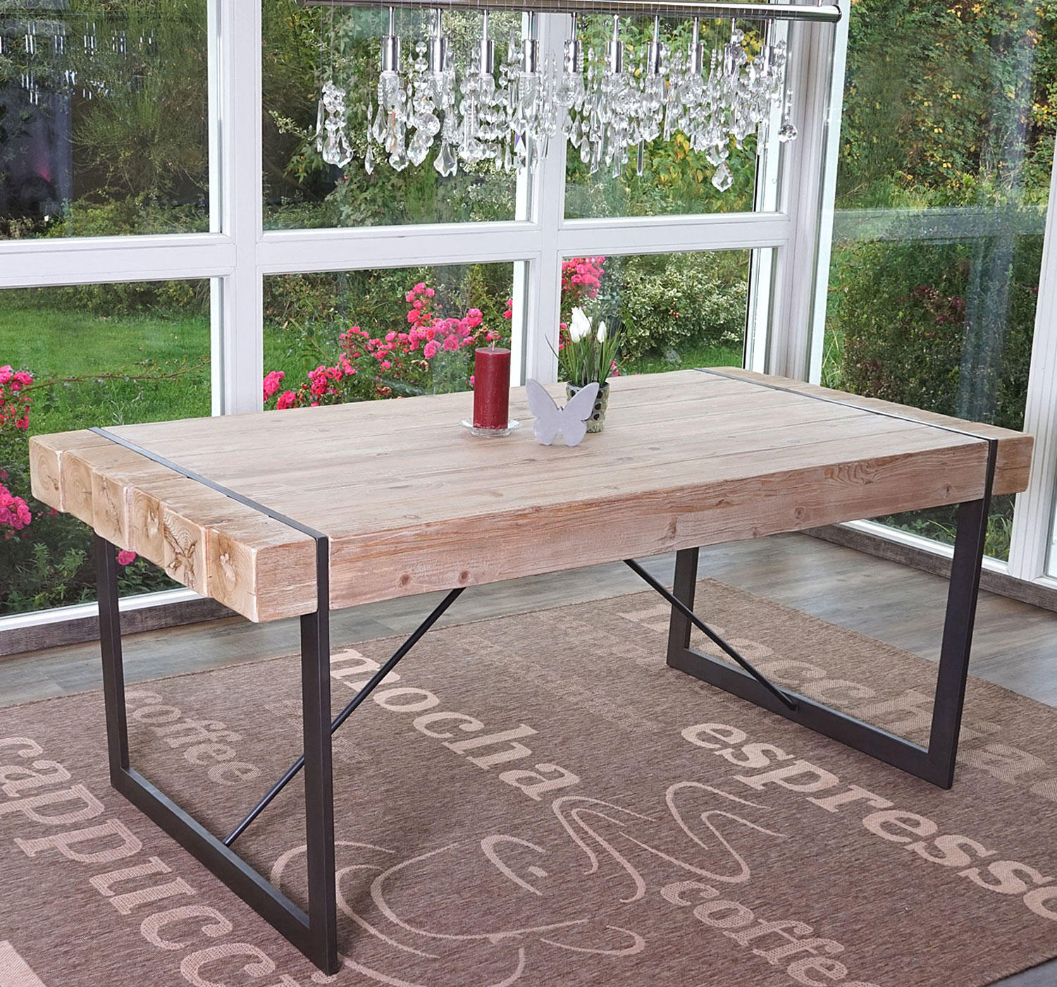 Esszimmertisch MCW-A15, Esstisch Tisch, Tanne Holz rustikal massiv MVG-zertifiziert ~ naturfarben 80x160x90cm