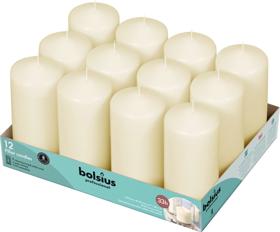 Bolsius Horeca Stompkaarsen 12/6 Ivoor (12 stuks)