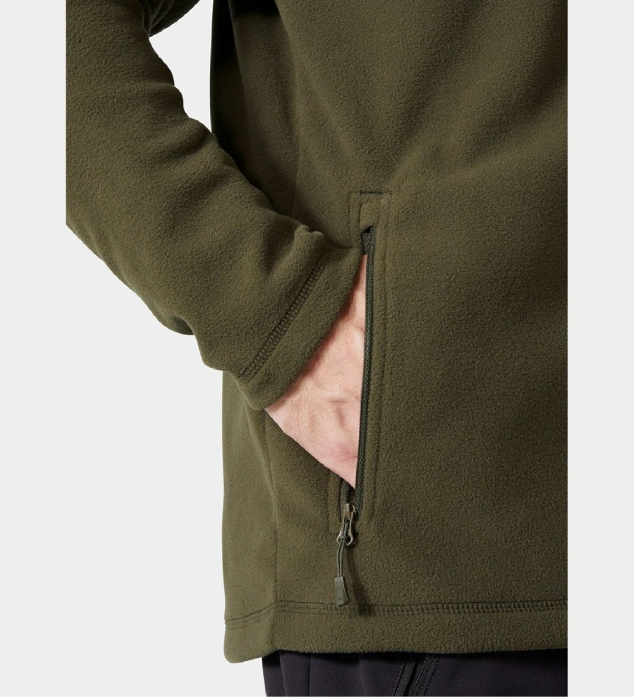 Jaqueta Helly Hansen Daybreaker com forro de lã verde.