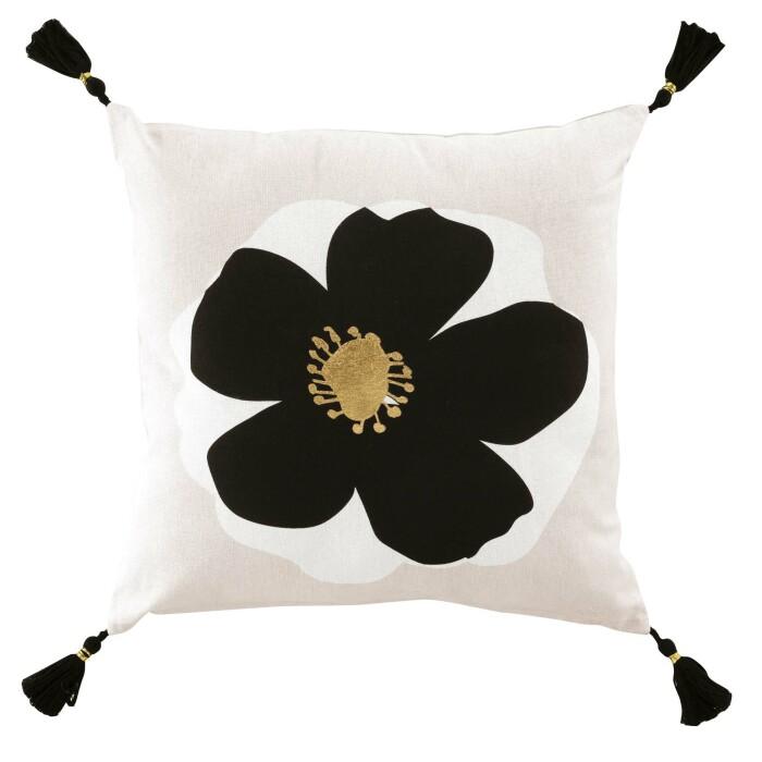 COUSSIN DEHOUSSABLE POMPONS 45X45CM COTON IMPRIME OR ISSEY