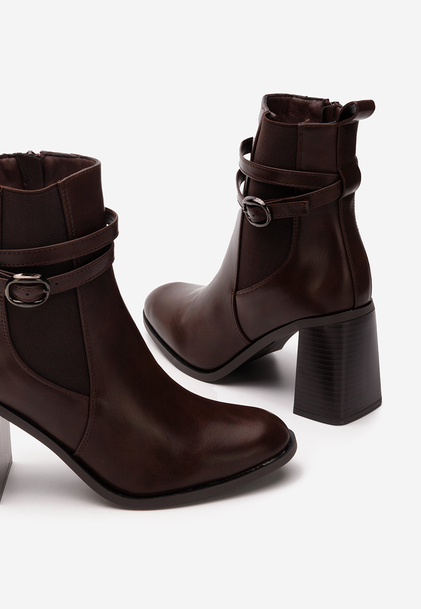 Bottines à gros talon bruns Yvresse