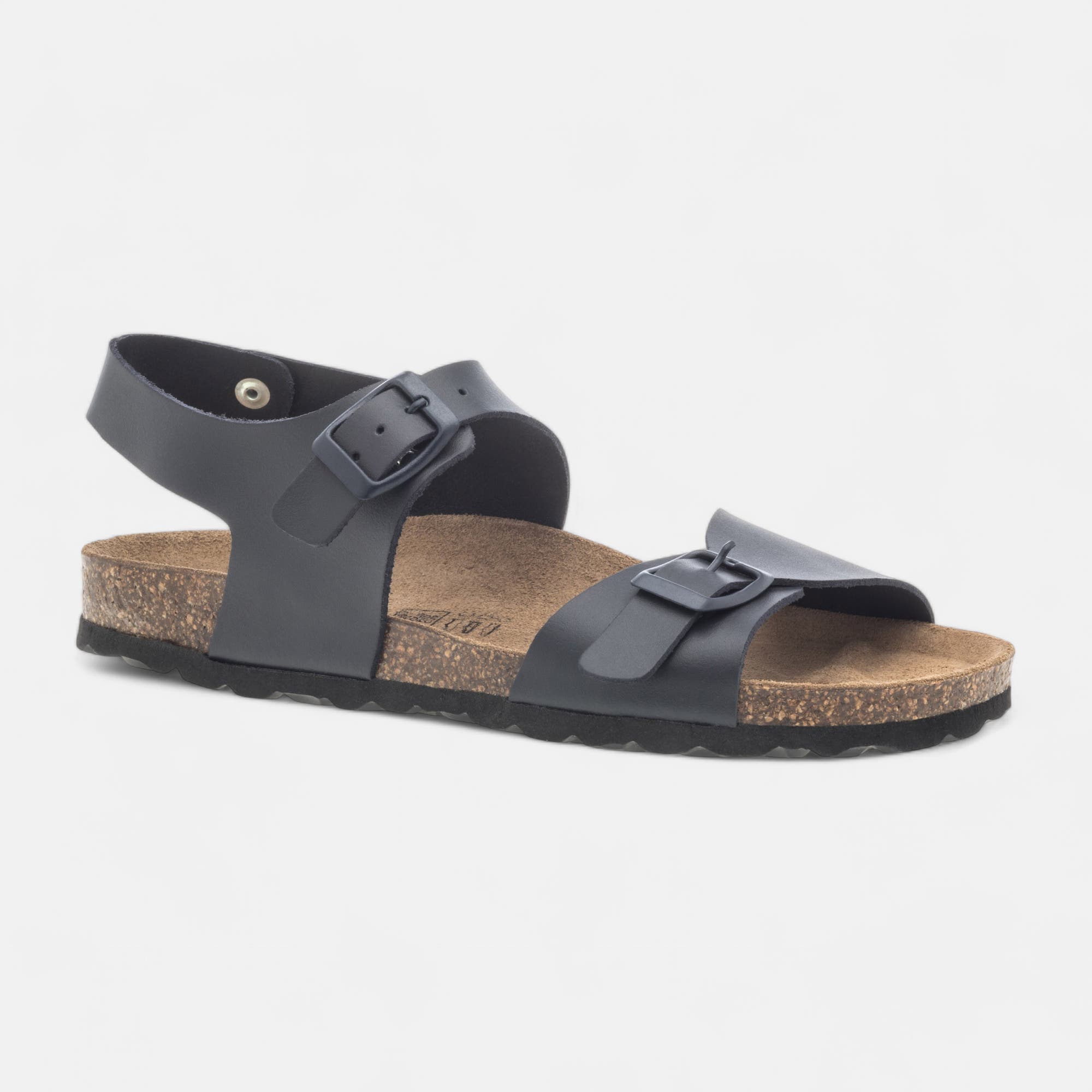 Mules semelle liège Garçon en cuir bleu marine