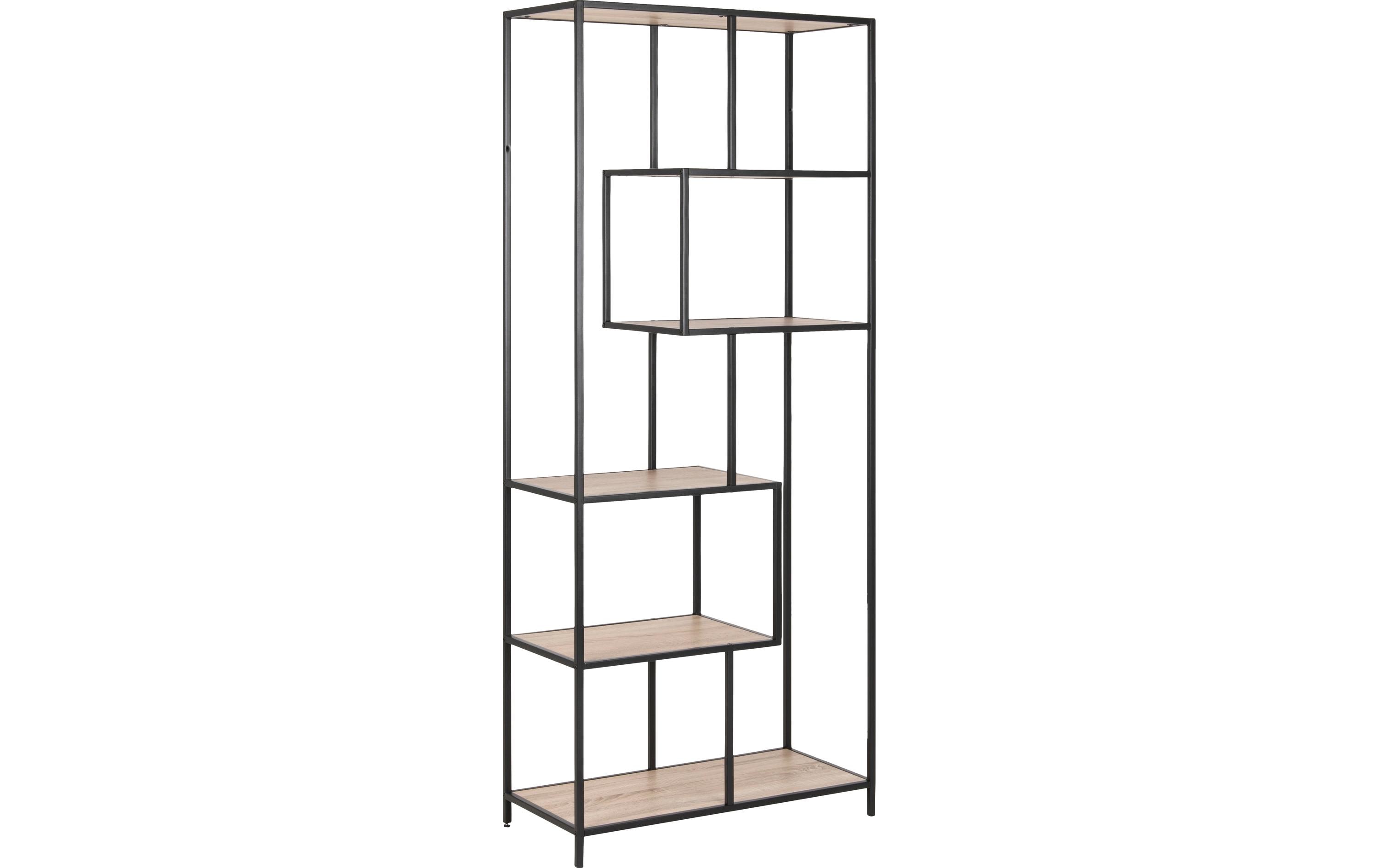 Regal Seaford 77 x 35 x 185 cm, Eiche/Schwarz<br>Bücherregal
