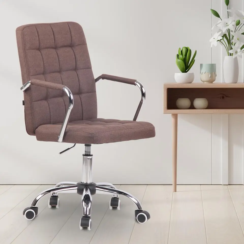 CLP Bureaustoel Terni chroom Frame - Stof - bruin