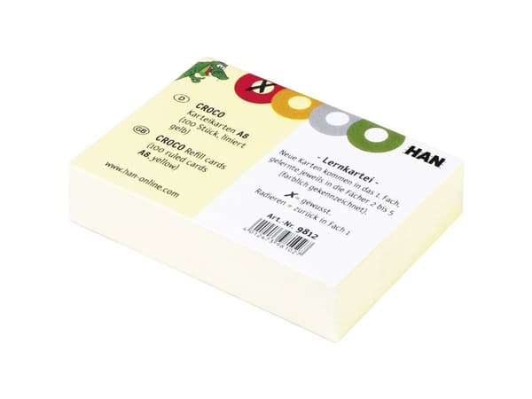 HAN Kartotekkort 9812 A8 liggende Gul 100 stk