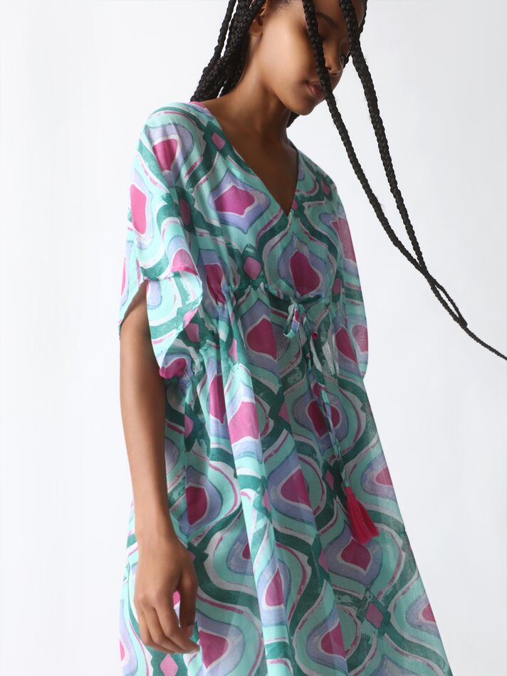 Caftan midi estampado - Azul claro