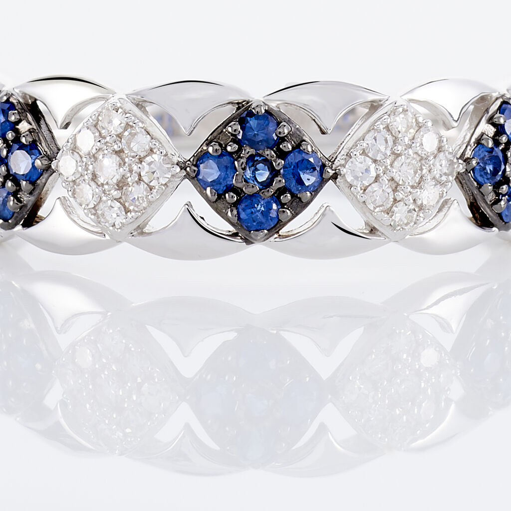 Bague Lina-maria Or Blanc Saphir Et Diamant